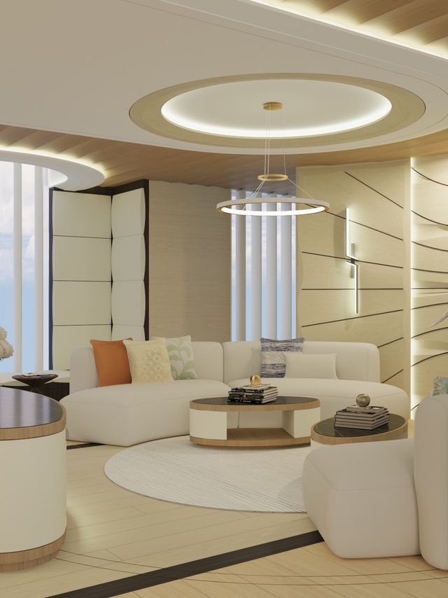 Luxe woonkamer van het Stedelijk Penthouse met panoramisch uitzicht